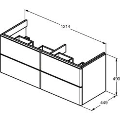Ideal Standard Doppel-WT-Unterschrank Adapto 121 X 49 Cm 4 Push-Open Auszüge Wei -Badezimmerbedarf Geschäft 014140459002 T4298WG VM 06