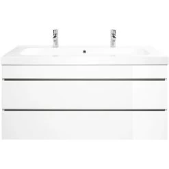 Posseik Doppel-Waschplatz 120 Cm Metis Weiß Hochglanz