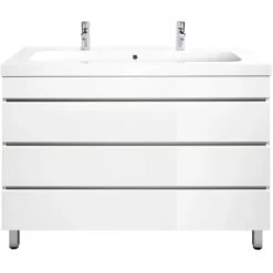 Posseik Stand-Doppel-Waschplatz 120 Cm Metis Weiß Hochglanz