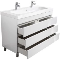 Posseik Stand-Doppel-Waschplatz 120 Cm Metis Weiß Hochglanz -Badezimmerbedarf Geschäft 242129 4873 5