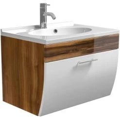 Posseik Waschplatz 70 Cm Salona Walnuss-Weiß -Badezimmerbedarf Geschäft 3721610 4873 3