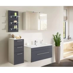 Posseik Badmöbel-Set Viva 100 Cm Anthrazit Seidenglanz 4-teilig