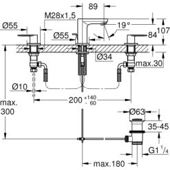 Grohe 3-Loch-Waschtischbatterie Eurosmart Cosmopolitan Chrom 7 Grohe 3-Loch-Waschtischbatterie Eurosmart Cosmopolitan Chrom -Badezimmerbedarf Geschäft 4005176874680 4520 3
