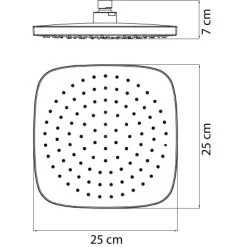 AquaSu Kopfbrause Olivia Eckig 25 X 25 Cm Chrom -Badezimmerbedarf Geschäft 4006596722773 722773 47