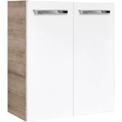 Fackelmann Waschbeckenunterschrank SBC 55 Cm Graueiche/Weiß Hochglanz