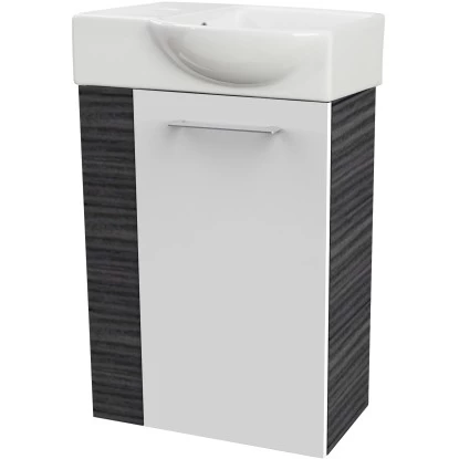 Fackelmann Waschbeckenunterschrank SBC 45 Cm Dark Oak/Weiß Hochglanz Rechts 4 Fackelmann Waschbeckenunterschrank SBC 45 Cm Dark Oak/Weiß Hochglanz Rechts – Bild 2