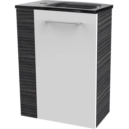 Fackelmann Waschbeckenunterschrank SBC 45 Cm Dark Oak/Weiß Hochglanz Rechts 5 Fackelmann Waschbeckenunterschrank SBC 45 Cm Dark Oak/Weiß Hochglanz Rechts – Bild 3