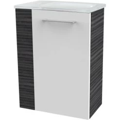 Fackelmann Waschbeckenunterschrank SBC 45 Cm Dark Oak/Weiß Hochglanz Rechts 10 Fackelmann Waschbeckenunterschrank SBC 45 Cm Dark Oak/Weiß Hochglanz Rechts -Badezimmerbedarf Geschäft 4008033860628 3254 05