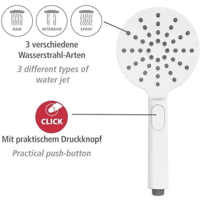 Wenko Duschkopf Design Kunststoff (ABS) 12 X 12 Cm Weiß 7 Wenko Duschkopf Design Kunststoff (ABS) 12 X 12 Cm Weiß – Bild 5