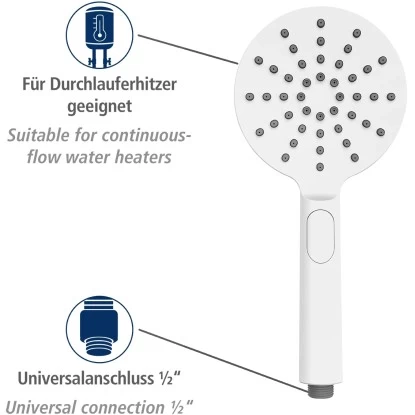 Wenko Duschkopf Design Kunststoff (ABS) 12 X 12 Cm Weiß 8 Wenko Duschkopf Design Kunststoff (ABS) 12 X 12 Cm Weiß – Bild 6