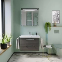 Pelipal Spiegelschrank 75 Cm Trentino Graphit Struktur -Badezimmerbedarf Geschäft 4017026075666 2467 02