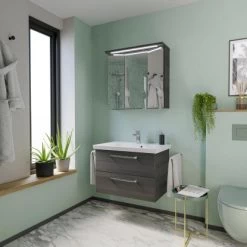 Pelipal Spiegelschrank 75 Cm Trentino Graphit Struktur -Badezimmerbedarf Geschäft 4017026075666 2467 03