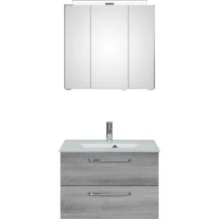 Pelipal Badmöbel-Set TrenTino Mit Beimöbeln Und Glaswaschtisch 137 Cm Graphit -Badezimmerbedarf Geschäft 4017026204868 2467 003