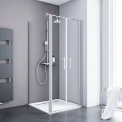 Schulte Pendeltür Alexa Style 2.0 Alu-Natur Glas Klar Hell 90x90x92 Cm