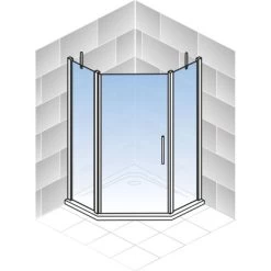 Schulte Fünfeckdusche Mit Drehtür Alexa Style 2.0 Chromoptik BxHxT 90x90x192 Cm -Badezimmerbedarf Geschäft 4060991019579 2053 04