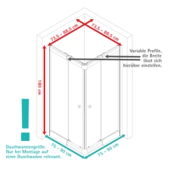 Schulte Eckeinstieg Mit Schiebetüren Sunny 180 Cm X 75-90 Cm Silber Klarglas -Badezimmerbedarf Geschäft 4060991070167 2053 VM 01 1