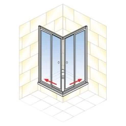Schulte Eckeinstieg Mit Schiebetüren Sunny 180 Cm X 75-90 Cm Silber Klarglas -Badezimmerbedarf Geschäft 4060991070228 2053 AI 01