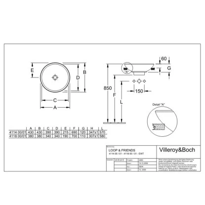 Villeroy & Boch Friends Halbeinbau-Waschbecken 43 Cm Alpinweiß Mit ÜL 4 Villeroy & Boch Friends Halbeinbau-Waschbecken 43 Cm Alpinweiß Mit ÜL – Bild 2