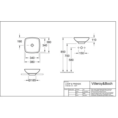 Villeroy & Boch Friends Aufsatzwaschbecken 38 Cm Alpinweiß Mit ÜL CPlus 4 Villeroy & Boch Friends Aufsatzwaschbecken 38 Cm Alpinweiß Mit ÜL CPlus – Bild 2
