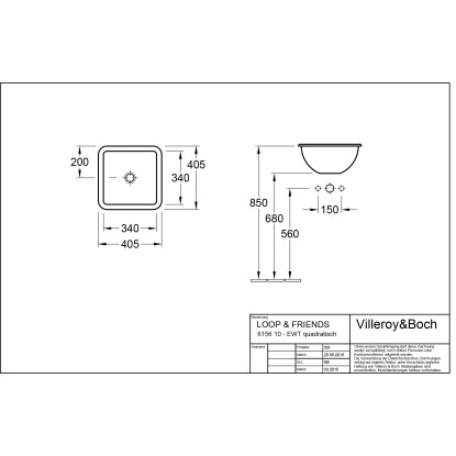 Villeroy & Boch Friends Einbauwaschbecken 40,5 Cm Alpinweiß Mit ÜL CPlus 4 Villeroy & Boch Friends Einbauwaschbecken 40,5 Cm Alpinweiß Mit ÜL CPlus – Bild 2