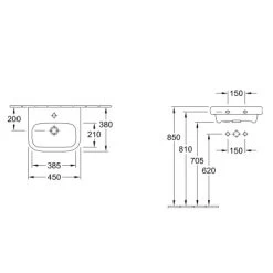 Villeroy & Boch Handwaschbecken 45 Cm Architectura Weiß 5 Villeroy & Boch Handwaschbecken 45 Cm Architectura Weiß -Badezimmerbedarf Geschäft 415417 1709 skizze 2