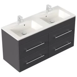 Posseik Doppel-Waschplatz Homeline 120 Cm Anthrazit Seidenglanz