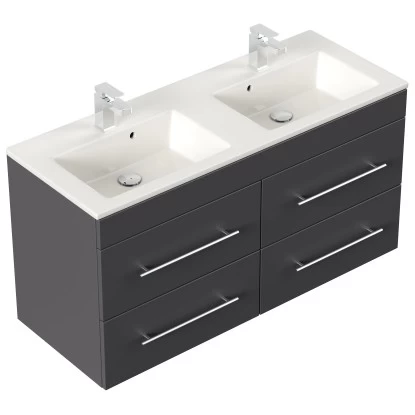 Posseik Doppel-Waschplatz Homeline 120 Cm Anthrazit Seidenglanz 3 Posseik Doppel-Waschplatz Homeline 120 Cm Anthrazit Seidenglanz