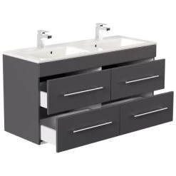 Posseik Doppel-Waschplatz Homeline 120 Cm Anthrazit Seidenglanz 12 Posseik Doppel-Waschplatz Homeline 120 Cm Anthrazit Seidenglanz -Badezimmerbedarf Geschäft 4250524191913 4