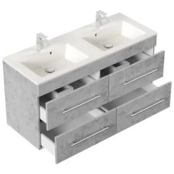 Posseik Badmöbelset Argos 4-tlg. Inkl. Spiegelschrank Beton -Badezimmerbedarf Geschäft 4251461521474 3