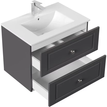 Posseik Badmöbel-Set Homeline H X B X T: 54 Cm X 72 Cm X 46,5 Cm Anthrazit 4 Posseik Badmöbel-Set Homeline H X B X T: 54 Cm X 72 Cm X 46,5 Cm Anthrazit – Bild 2