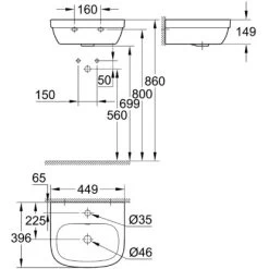 Grohe Handwaschbecken Euro Keramik PureGuard Alpinweiß 45 Cm -Badezimmerbedarf Geschäft 428750 1709 428750 ma