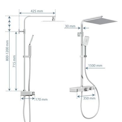 Schütte Überkopf-Brauseset Ocean Mit Thermostat-Ablage Chrom-Weiß 4 Schütte Überkopf-Brauseset Ocean Mit Thermostat-Ablage Chrom-Weiß – Bild 2