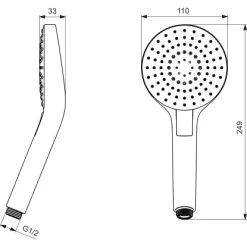 Ideal Standard 3-Funktionshandbrause Idealrain Evo Rund Ø 11 Cm Chrom -Badezimmerbedarf Geschäft 606142 4650 3