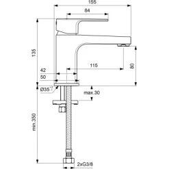 Ideal Standard Waschtischarmatur Cerafine D H80 Ohne Ablaufgarnitur Chrom -Badezimmerbedarf Geschäft 611195 3049 7