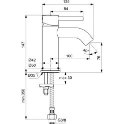 Ideal Standard Waschtischarmatur Ceraline Ohne Ablaufgarnitur Chrom -Badezimmerbedarf Geschäft 611315 3049 9