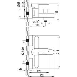 AquaSu Einhebelmischer-Wannenarmatur Victor Chrom -Badezimmerbedarf Geschäft 654287 3711 2