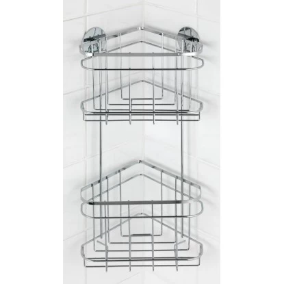 Wenko Turbo-Loc Eckregal 2 Etagen Edelstahl Glänzend 5 Wenko Turbo-Loc Eckregal 2 Etagen Edelstahl Glänzend – Bild 3