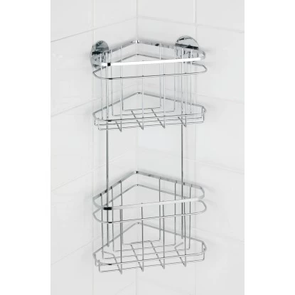 Wenko Turbo-Loc Eckregal 2 Etagen Edelstahl Glänzend 6 Wenko Turbo-Loc Eckregal 2 Etagen Edelstahl Glänzend – Bild 4