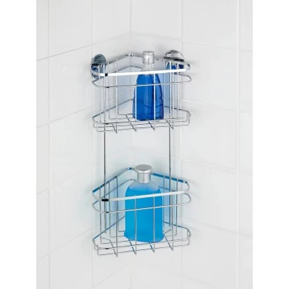 Wenko Turbo-Loc Eckregal 2 Etagen Edelstahl Glänzend 7 Wenko Turbo-Loc Eckregal 2 Etagen Edelstahl Glänzend – Bild 5