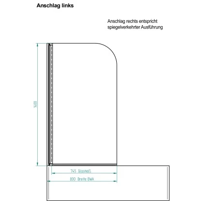 Echtglas Wannenaufsatz 1-teilig Mod. B 1.400 Mm X 800 Mm Glas 5 Mm 4 Echtglas Wannenaufsatz 1-teilig Mod. B 1.400 Mm X 800 Mm Glas 5 Mm – Bild 2