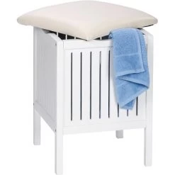 Wenko Hocker Oslo Echtholz Weiß 55 Cm X 39 Cm X 39 Cm -Badezimmerbedarf Geschäft 679668 1068 3
