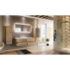 Posseik Badmöbel-Set Aurelion XL Eiche Hell Seidenglanz 4-teilig -Badezimmerbedarf Geschäft 73 AURELIONXLSET000214DE 2