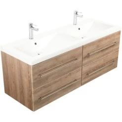 Posseik Badmöbel-Set Aurelion XL Eiche Hell Seidenglanz 4-teilig -Badezimmerbedarf Geschäft 73 AURELIONXLSET000214DE 4