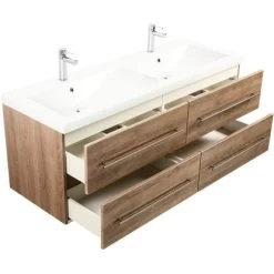 Posseik Badmöbel-Set Aurelion XL Eiche Hell Seidenglanz 4-teilig -Badezimmerbedarf Geschäft 73 AURELIONXLSET000214DE 5