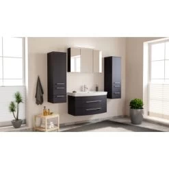Posseik Badmöbel-Set Luna 100 Cm Anthrazit Seidenglanz 4-teilig