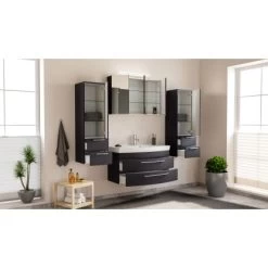 Posseik Badmöbel-Set Luna 100 Cm Anthrazit Seidenglanz 4-teilig -Badezimmerbedarf Geschäft 73 MODENASET1004000104DE 2