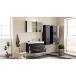 Posseik Badmöbel-Set Luna 100 Cm Anthrazit Seidenglanz 4-teilig -Badezimmerbedarf Geschäft 73 MODENASET1004000104DE 4
