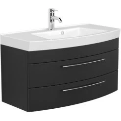 Posseik Badmöbel-Set Luna 100 Cm Anthrazit Seidenglanz 4-teilig -Badezimmerbedarf Geschäft 73 MODENASET1004000104DE 5