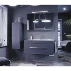 Posseik Badmöbel-Set Pro 100 Cm Anthrazit Seidenglanz 4-teilig