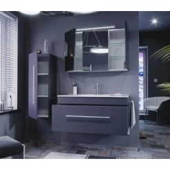 Posseik Badmöbel-Set Pro 100 Cm Anthrazit Seidenglanz 4-teilig -Badezimmerbedarf Geschäft 73 SPARSETPRO100000104DE 2